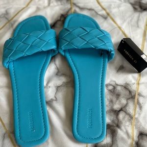 Forever 21 Women's Blue Slide Sandals